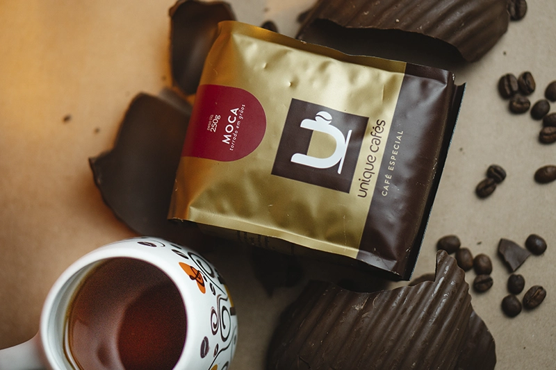 Café moca com harmonizações de chocolate