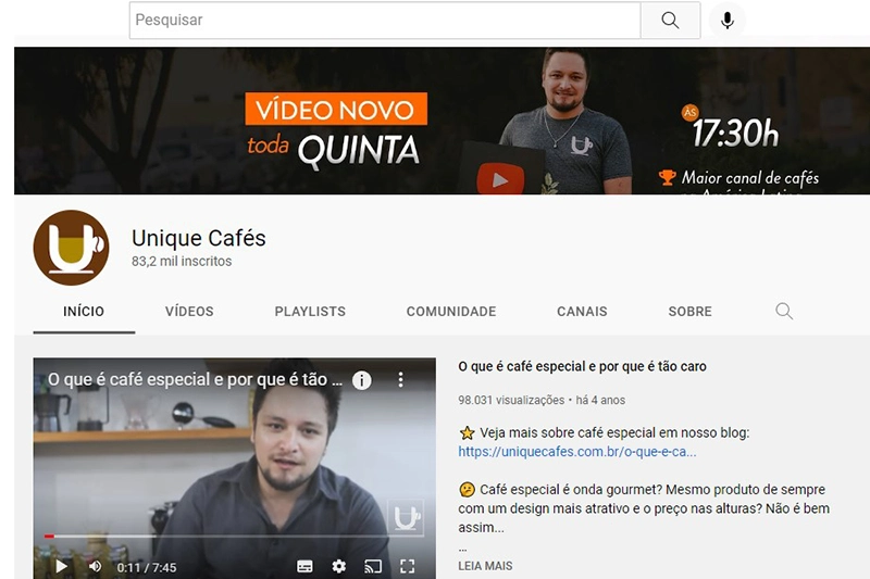 O maior canal de cafés da América Latina no youtube