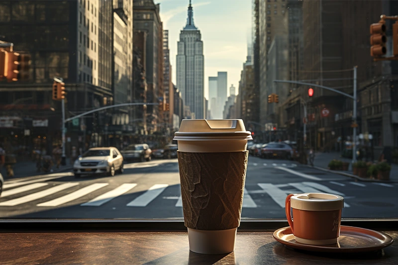 Copo e Xícara de Café na Times em New York